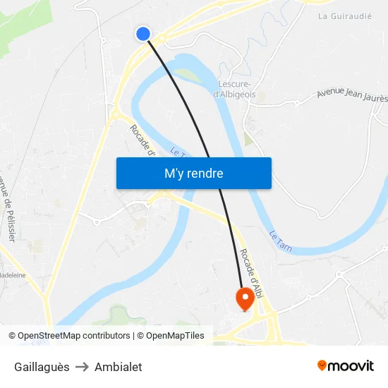 Gaillaguès to Ambialet map