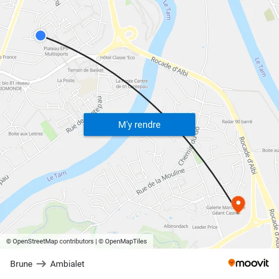 Brune to Ambialet map