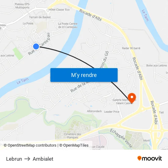 Lebrun to Ambialet map