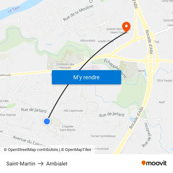 Saint-Martin to Ambialet map