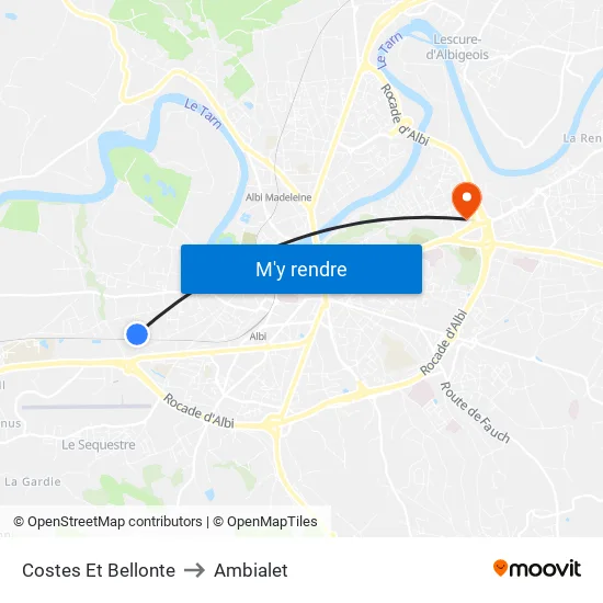 Costes Et Bellonte to Ambialet map