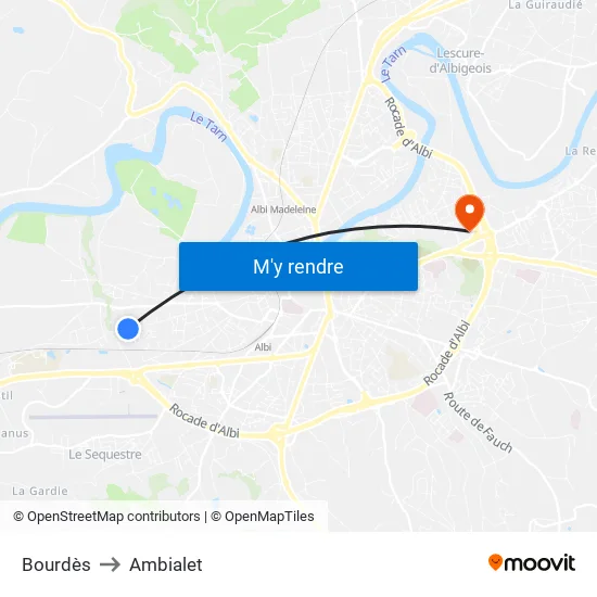 Bourdès to Ambialet map
