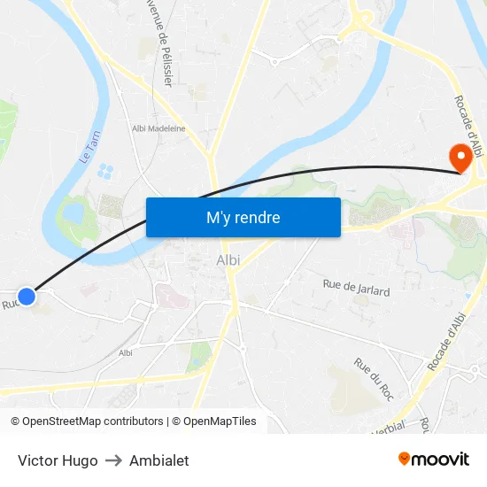 Victor Hugo to Ambialet map