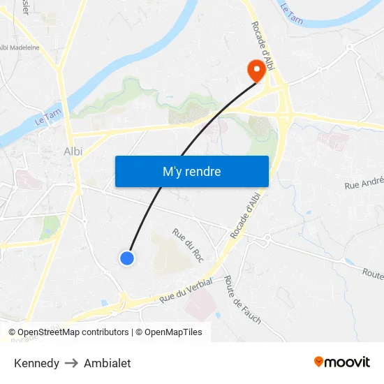 Kennedy to Ambialet map