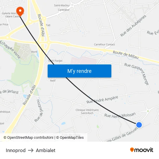 Innoprod to Ambialet map
