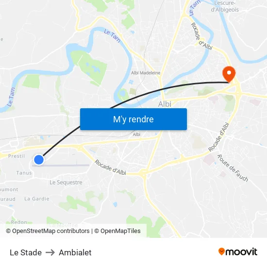Le Stade to Ambialet map