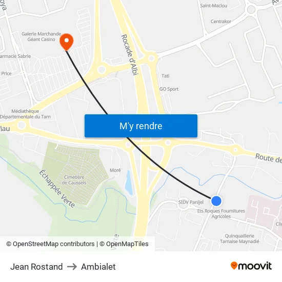 Jean Rostand to Ambialet map