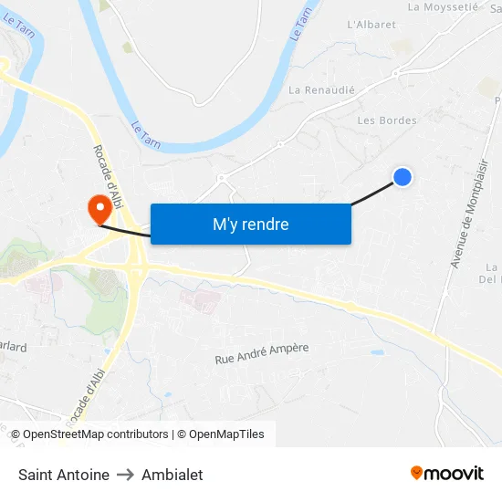 Saint Antoine to Ambialet map