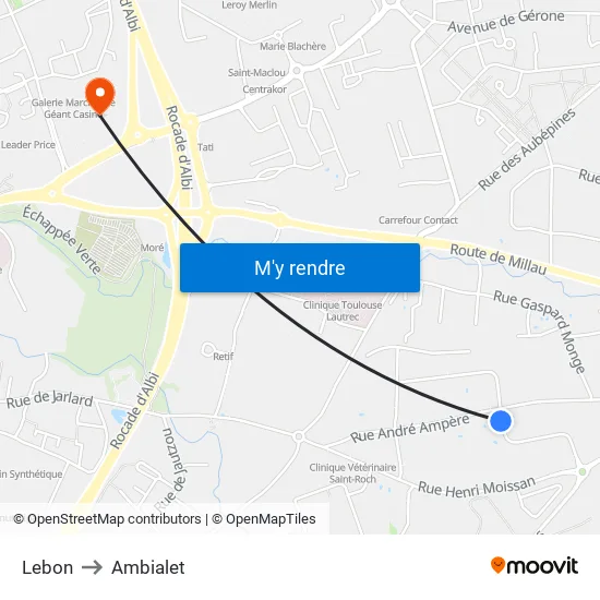 Lebon to Ambialet map