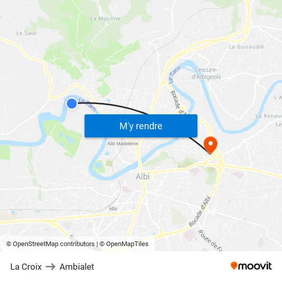 La Croix to Ambialet map