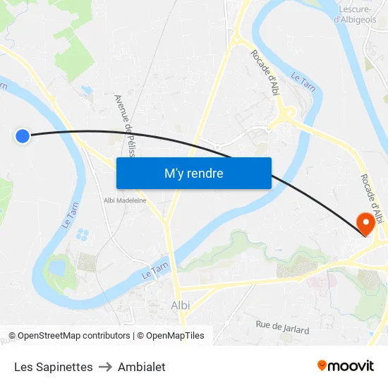 Les Sapinettes to Ambialet map