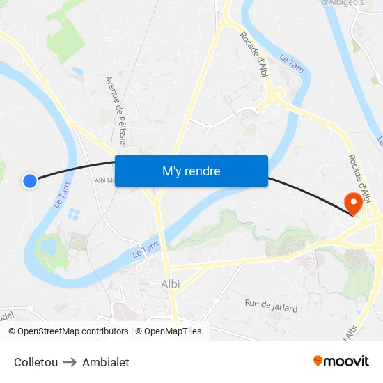Colletou to Ambialet map
