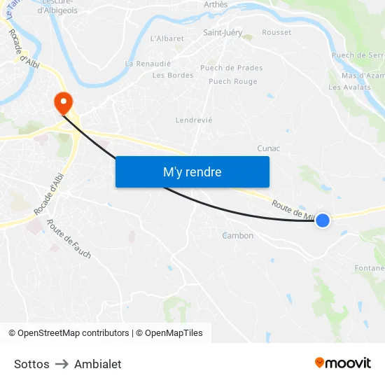 Sottos to Ambialet map