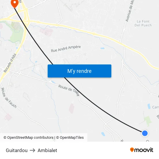 Guitardou to Ambialet map