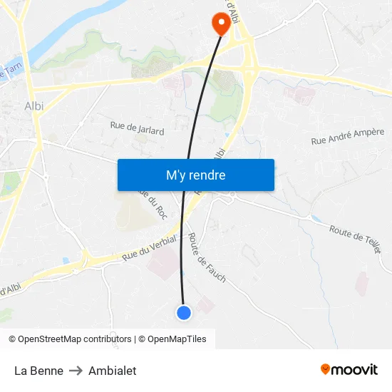 La Benne to Ambialet map