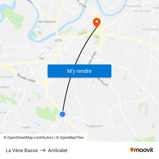 La Vène Basse to Ambialet map