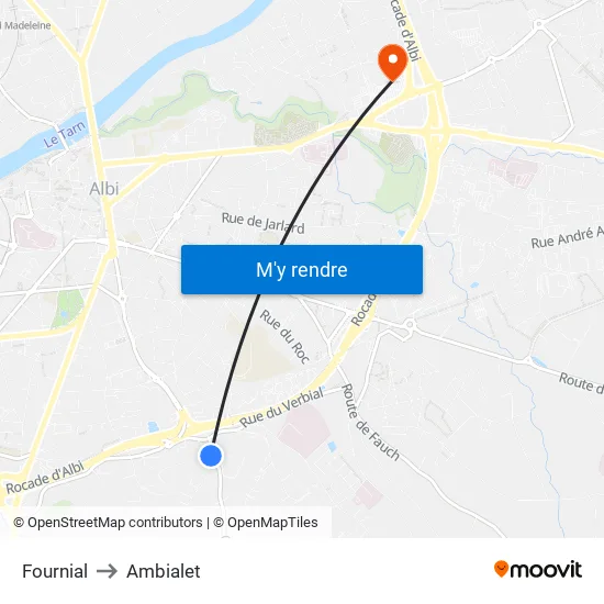 Fournial to Ambialet map