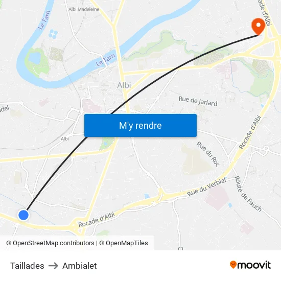 Taillades to Ambialet map