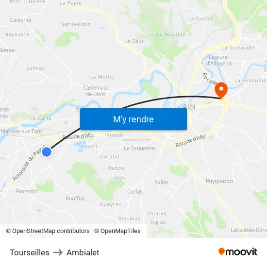 Tourseilles to Ambialet map