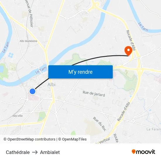 Cathédrale to Ambialet map