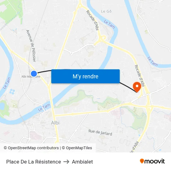 Place De La Résistence to Ambialet map