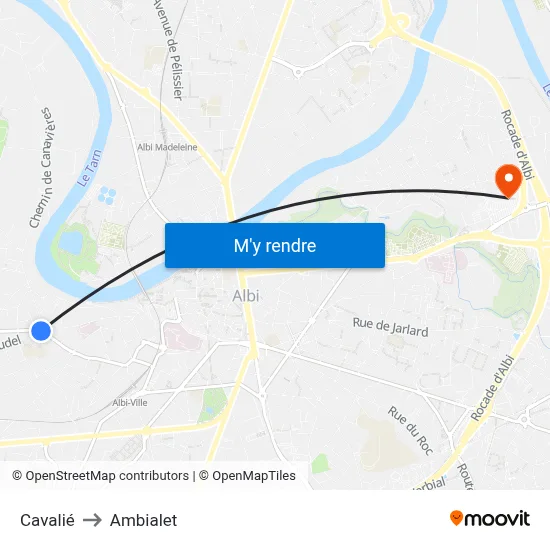 Cavalié to Ambialet map