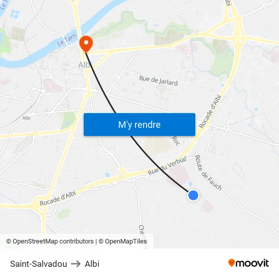 Saint-Salvadou to Albi map