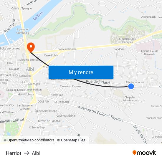 Herriot to Albi map