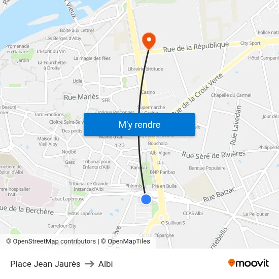 Place Jean Jaurès to Albi map