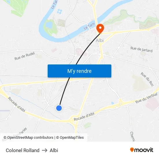 Colonel Rolland to Albi map