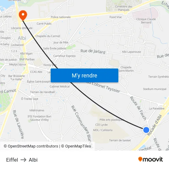 Eiffel to Albi map