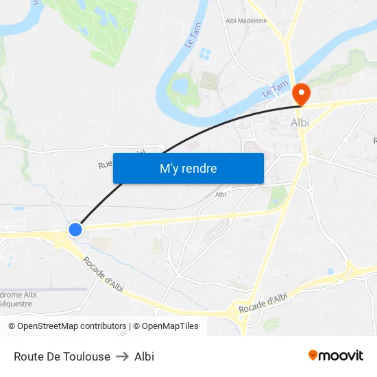 Route De Toulouse to Albi map