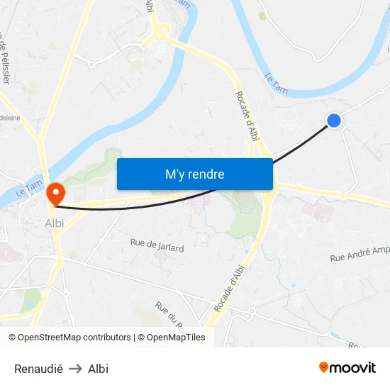 Renaudié to Albi map