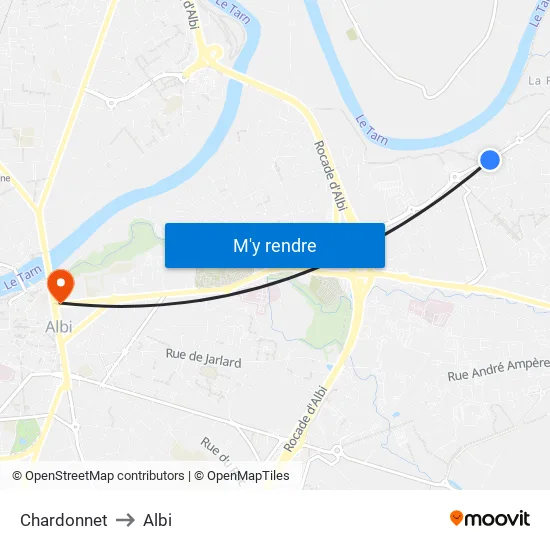 Chardonnet to Albi map