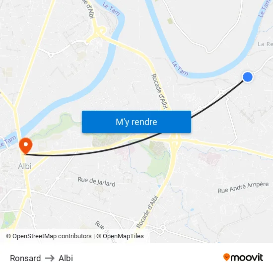 Ronsard to Albi map
