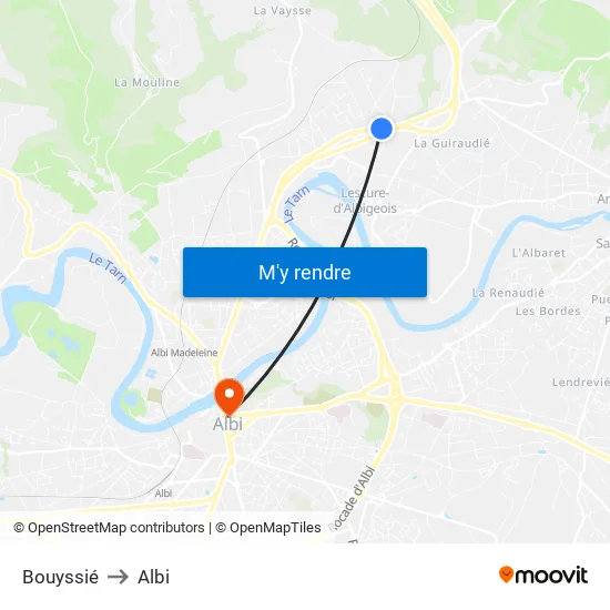 Bouyssié to Albi map