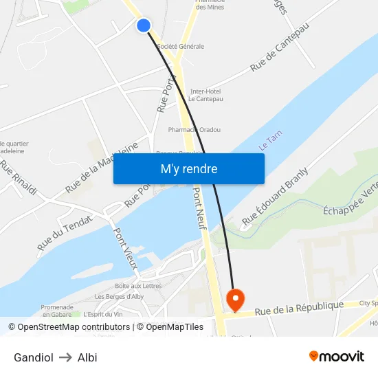 Gandiol to Albi map