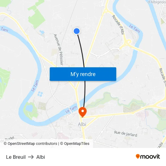 Le Breuil to Albi map