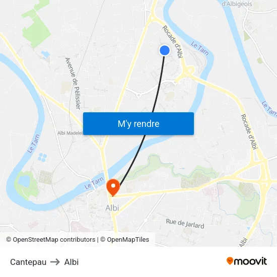 Cantepau to Albi map