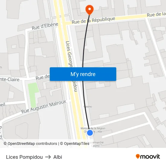 Lices Pompidou to Albi map