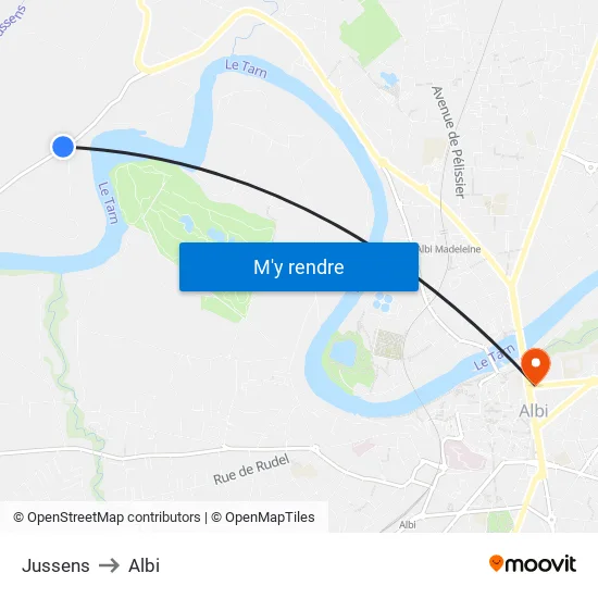 Jussens to Albi map