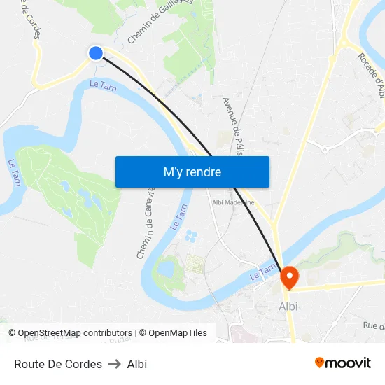 Route De Cordes to Albi map