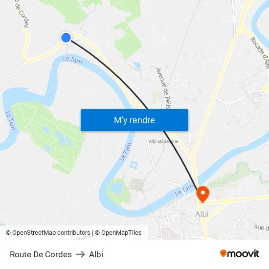 Route De Cordes to Albi map