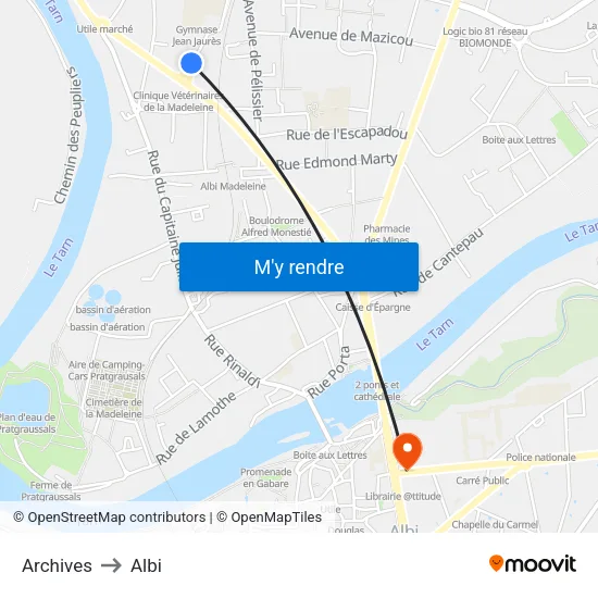 Archives to Albi map