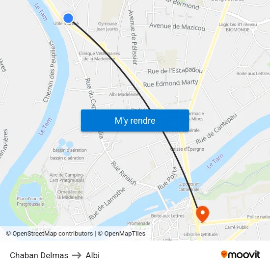 Chaban Delmas to Albi map
