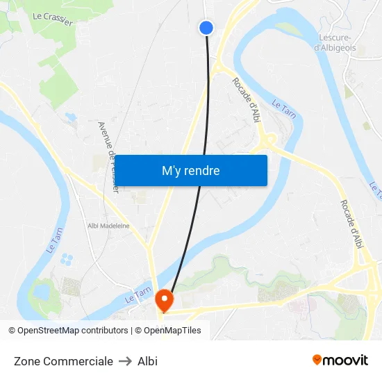 Zone Commerciale to Albi map