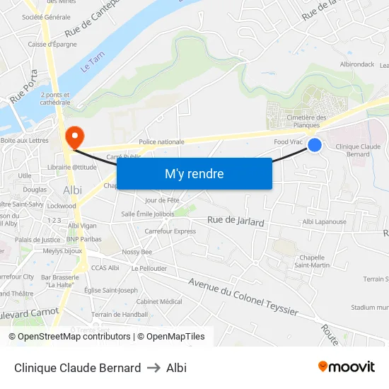 Clinique Claude Bernard to Albi map