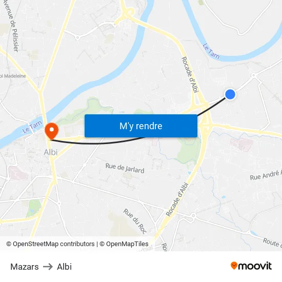 Mazars to Albi map