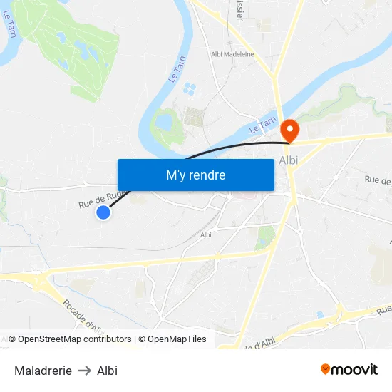 Maladrerie to Albi map