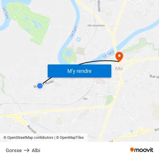 Gorsse to Albi map